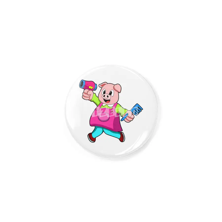 Pig as Hairdresser with Hair dryer & Comb Rozet