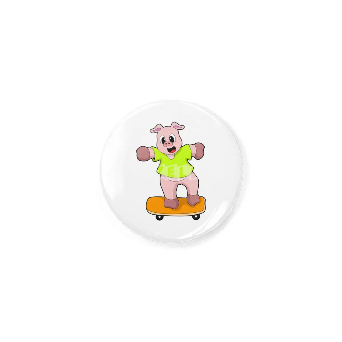 Pig as Skater on Skateboard Rozet