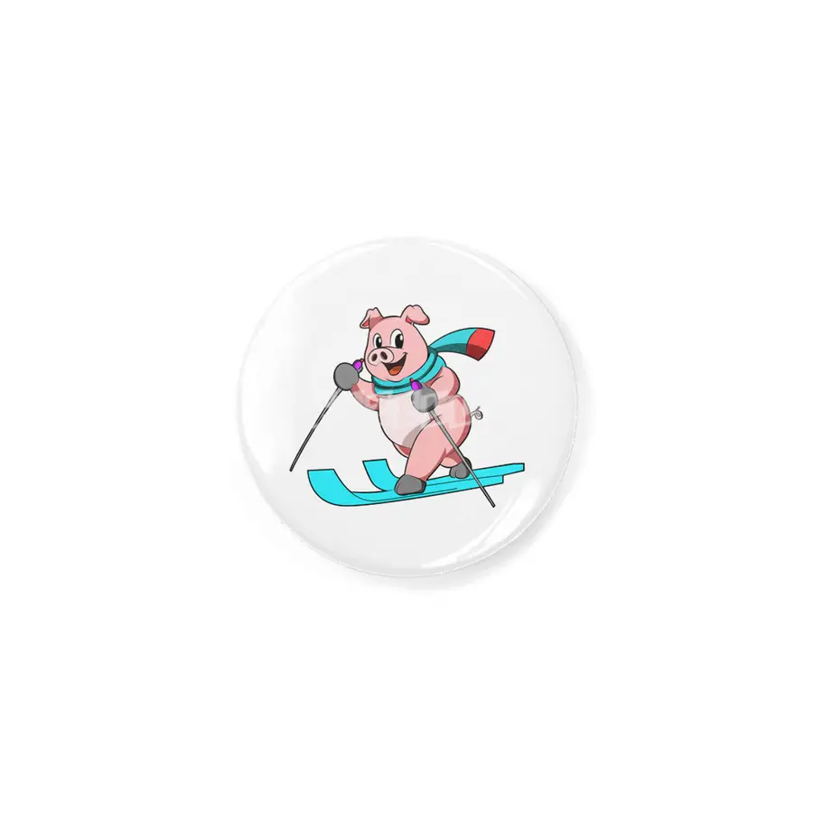 Pig as Skier with Skis Rozet