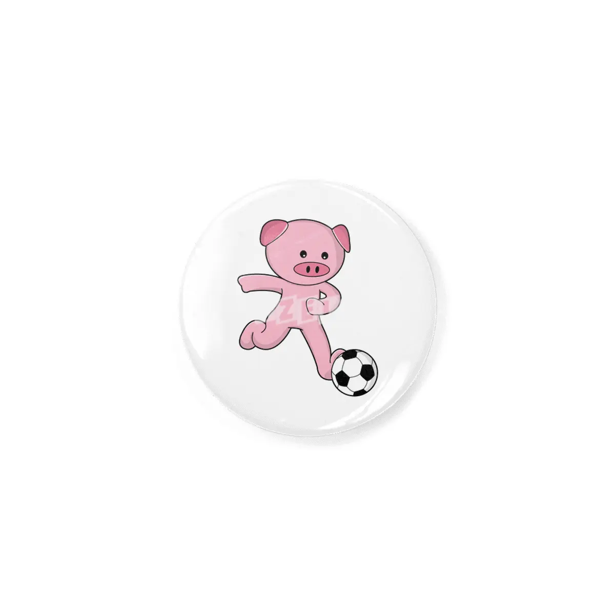 Pig as Soccer player with Soccer ball Rozet