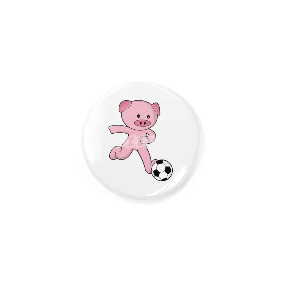 Pig as Soccer player with Soccer ball Rozet