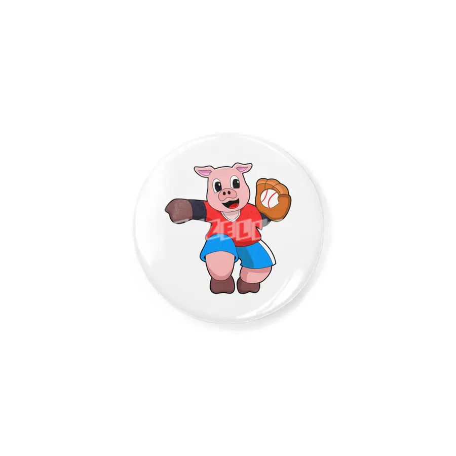 Pig at Baseball with Baseball glove Rozet