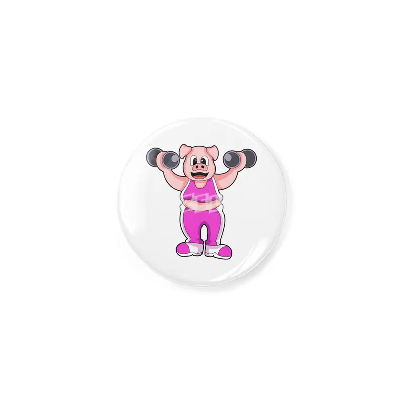 Pig at Bodybuilding with Dumbbells Rozet