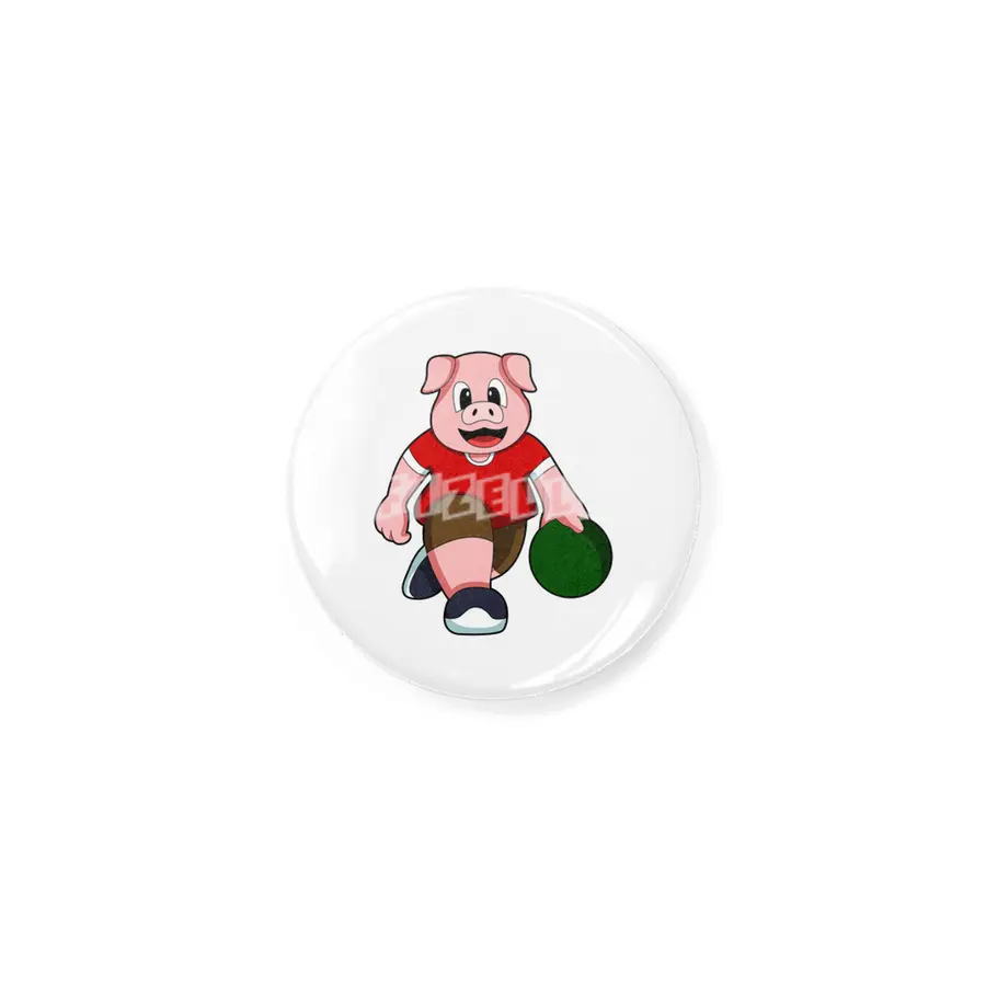 Pig at Bowling with Bowling ball Rozet