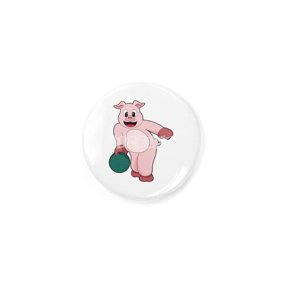 Pig at Bowling with Bowling ball Rozet