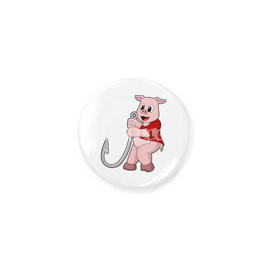 Pig at Fishing with Fish hook Rozet