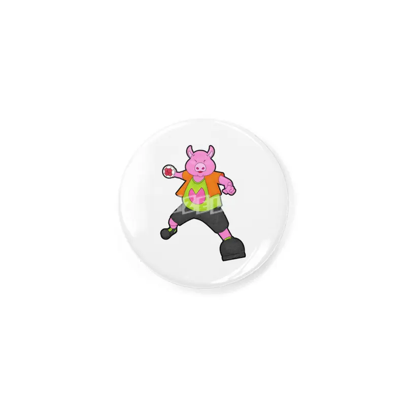 Pig at Handball player with Handball Rozet