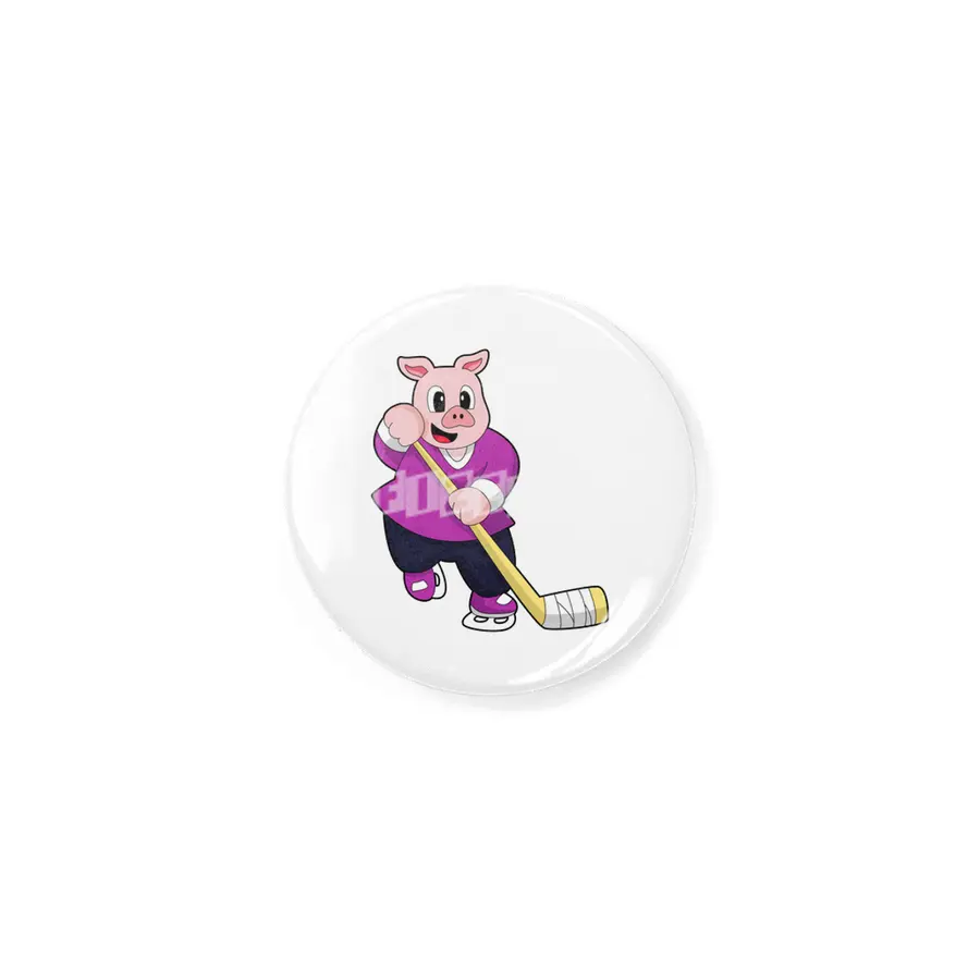 Pig at Ice hockey with Ice hockey stick Rozet