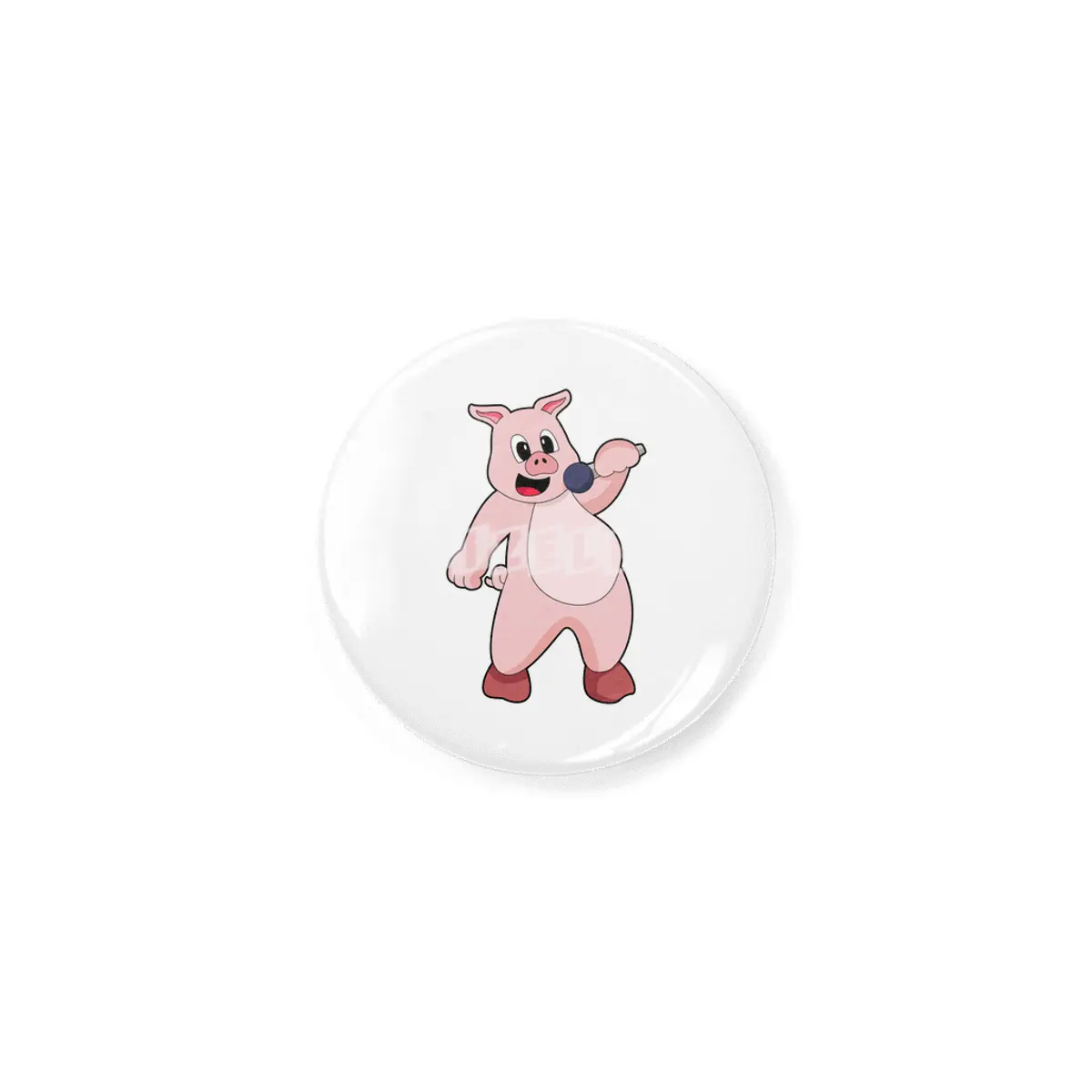 Pig at Singing with Microphone Rozet