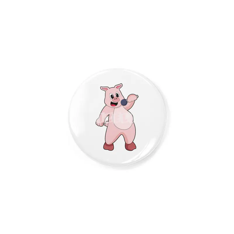 Pig at Singing with Microphone Rozet