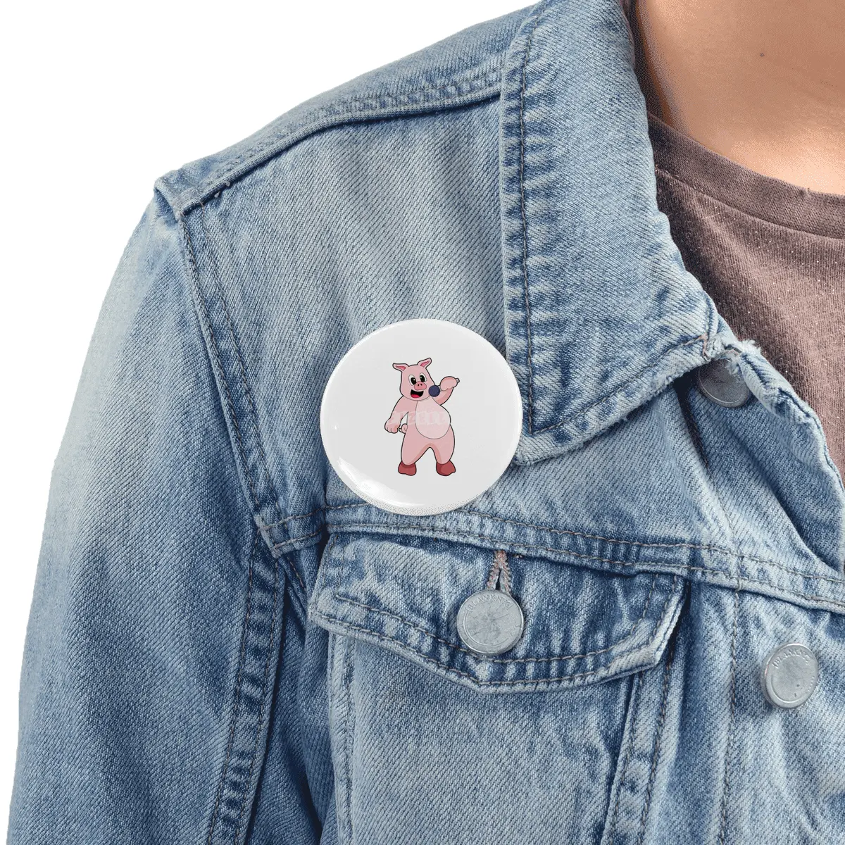 Pig at Singing with Microphone Rozet