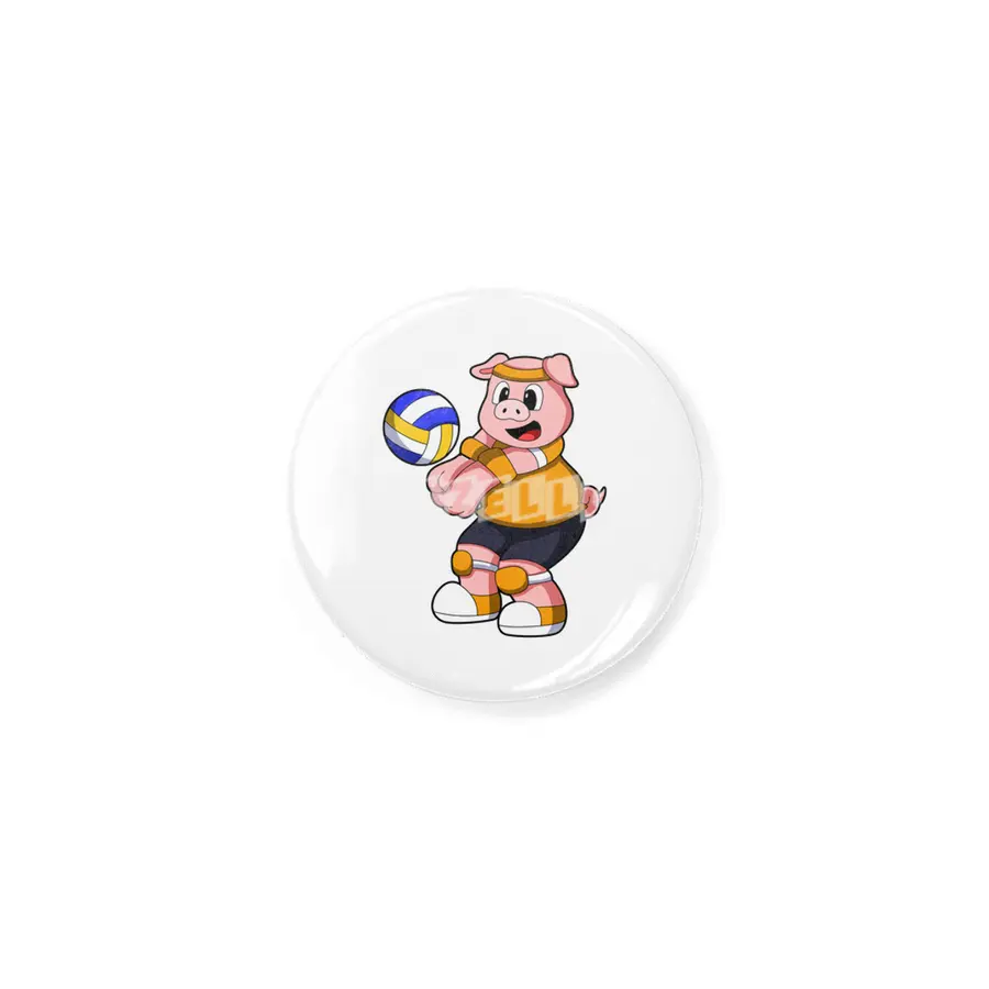 Pig at Sports with Volleyball Rozet