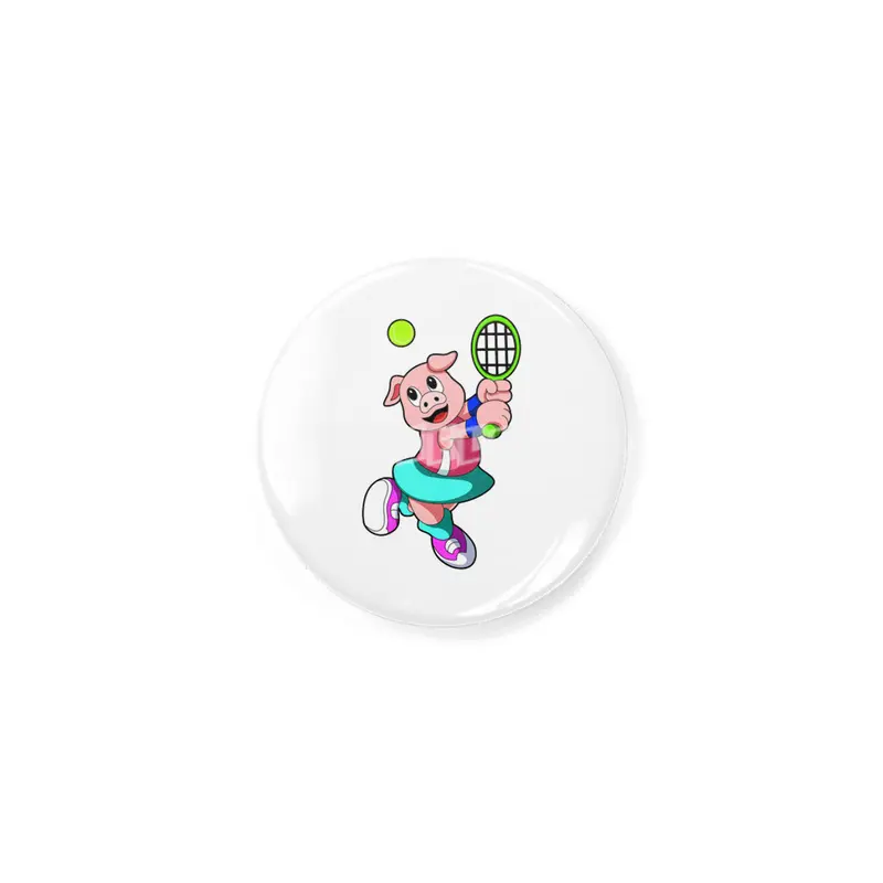 Pig at Tennis with Tennis racket & Skirt Rozet