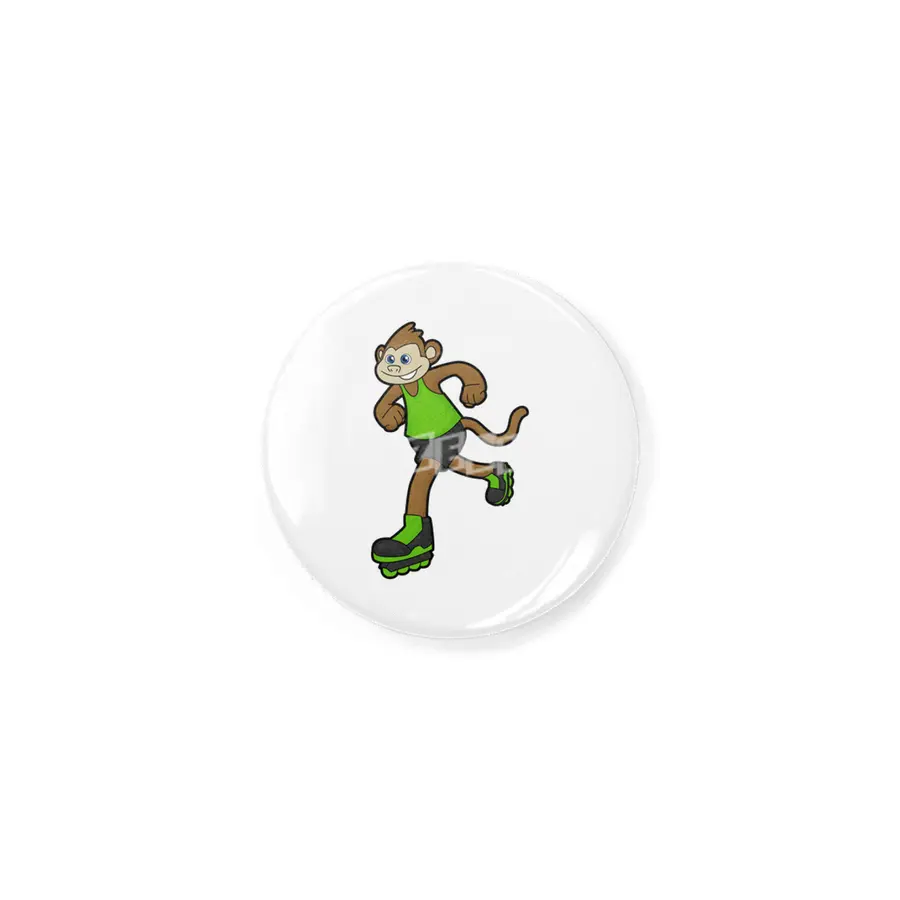 Monkey as Skater with Inline skates Rozet