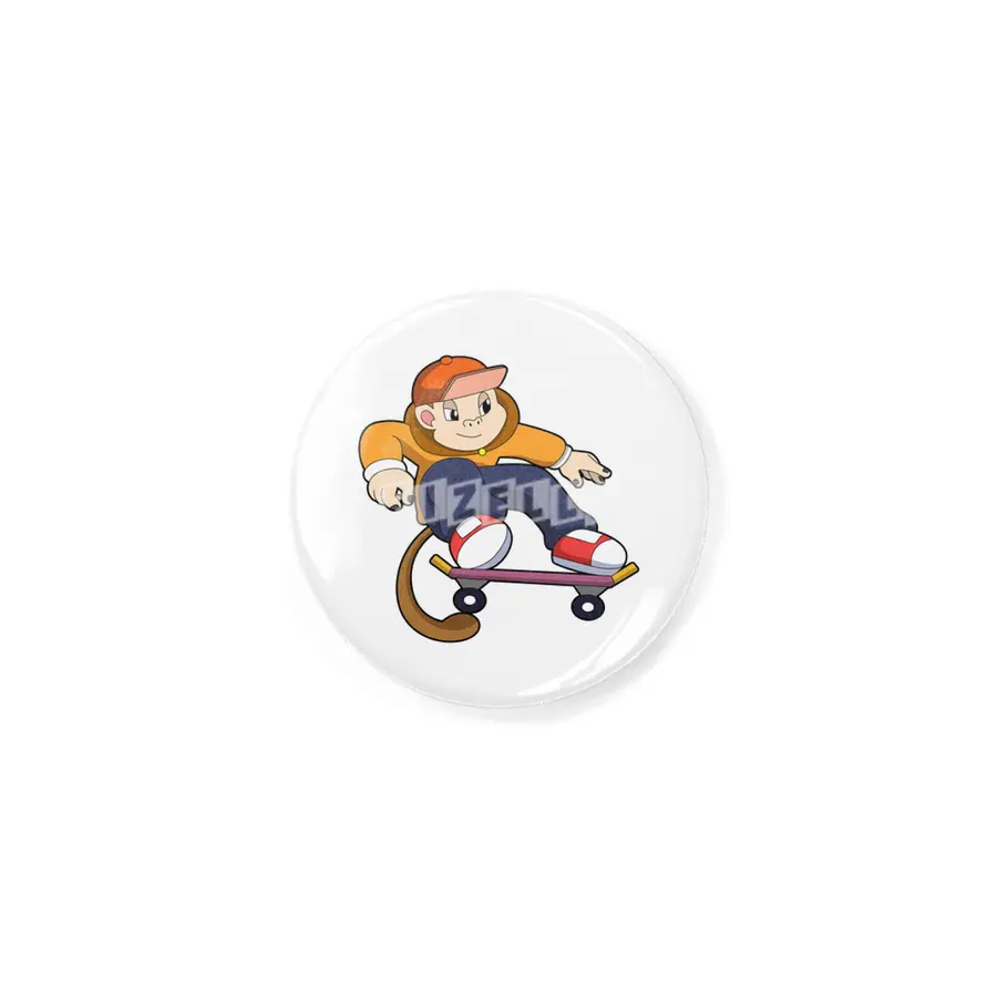Monkey as Skater with Skateboard Rozet