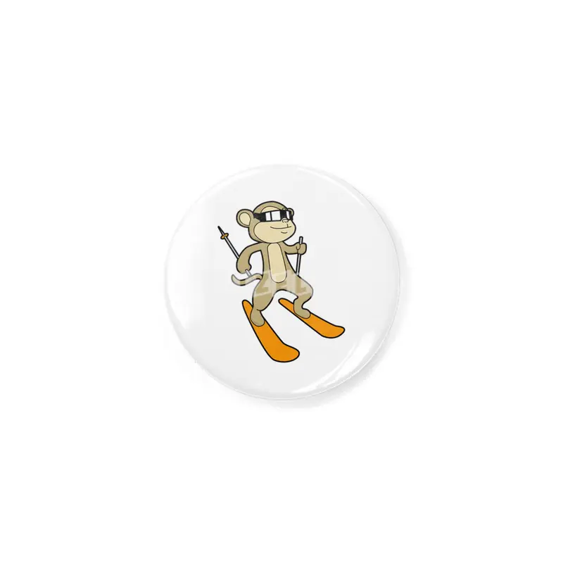 Monkey as Skier with Ski Rozet