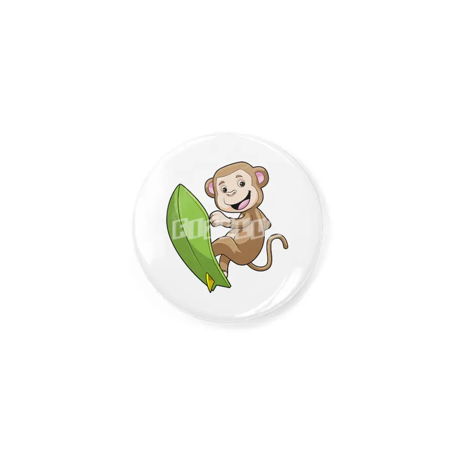 Monkey as Surfer with Surfboard Rozet