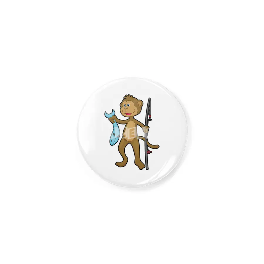 Monkey at Fishing with Fishing rod & Fish Rozet