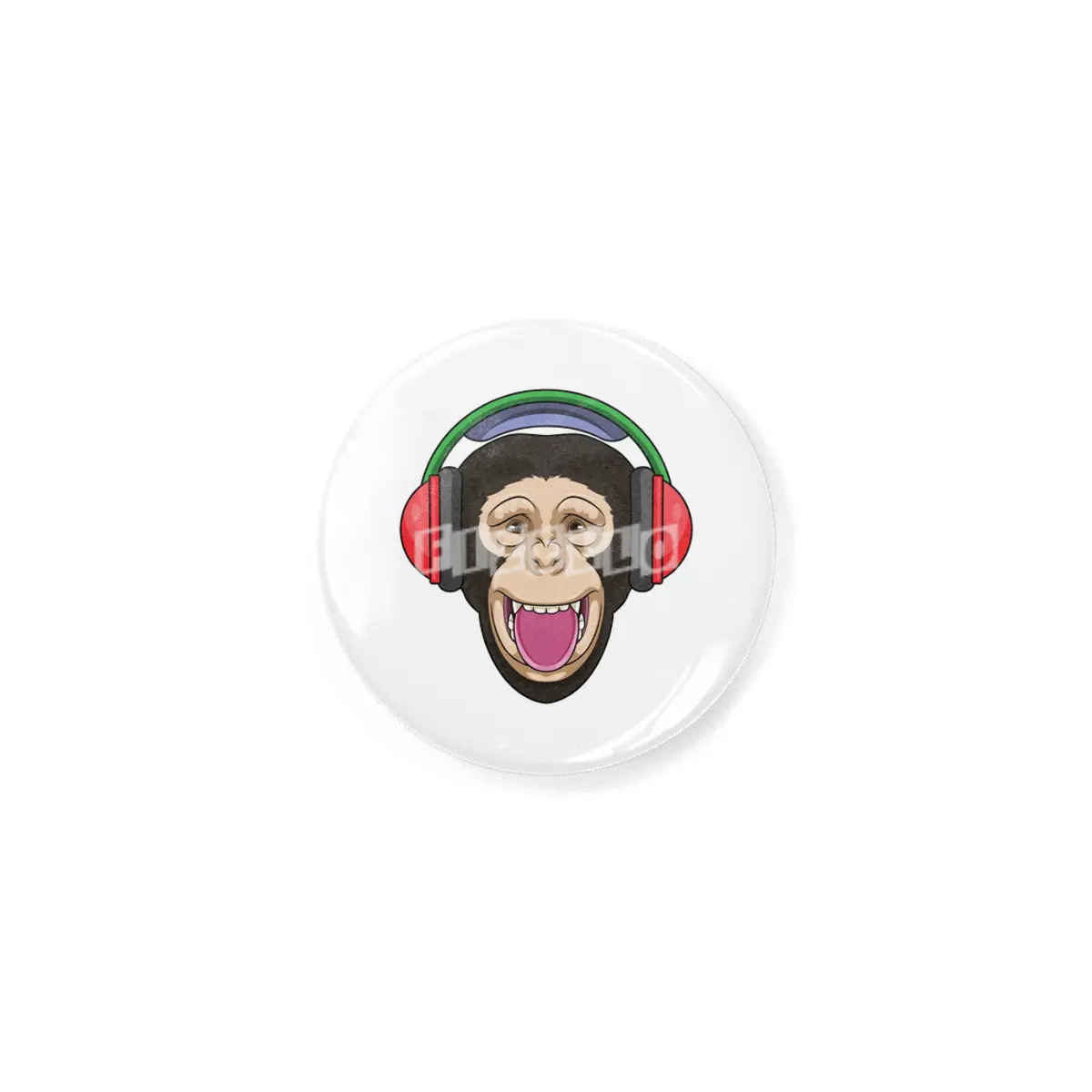 Monkey at Music with Headphone Rozet