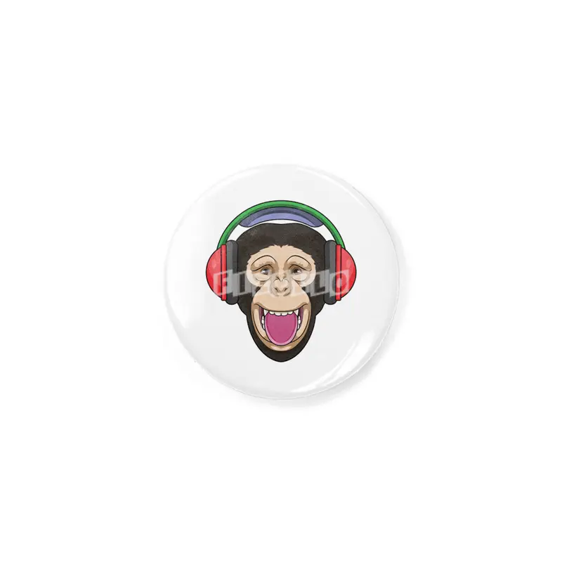 Monkey at Music with Headphone Rozet