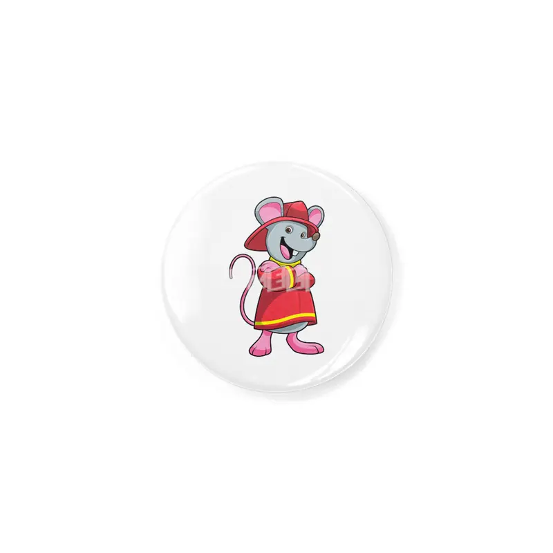 Mouse as Firefighter with Helmet Rozet