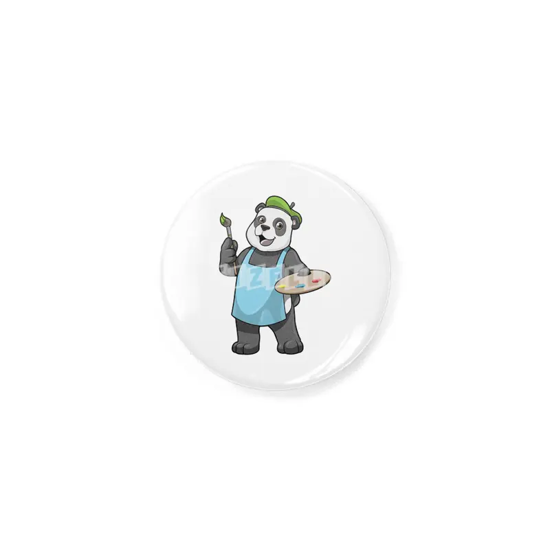 Panda as Painter with Brush & Colour Rozet