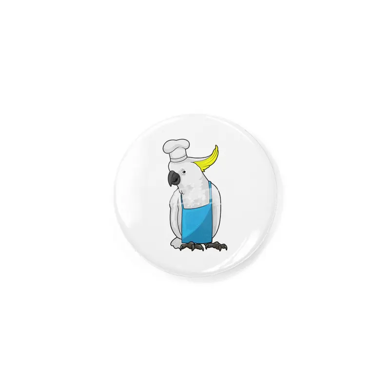 Parrot as Chef with Cooking hat Rozet
