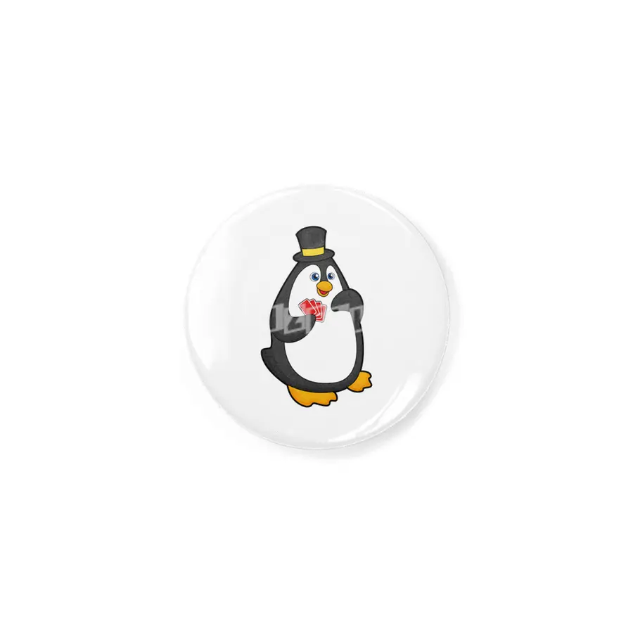 Penguin with Hat at Poker with Poker cards Rozet
