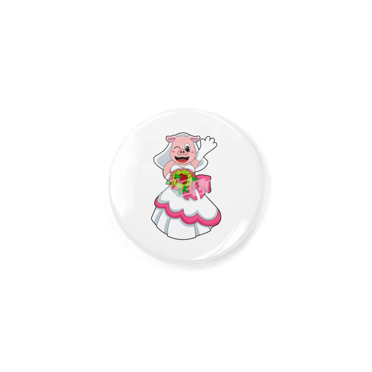 Pig with Wedding dress & Bunch of Flowers Rozet