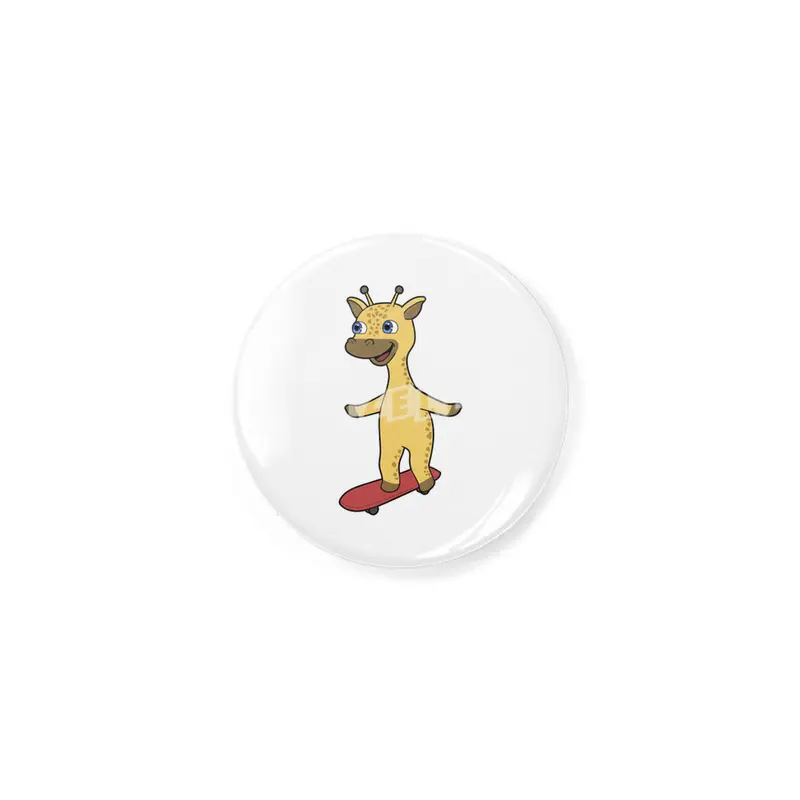 Giraffe as Skater with Skateboard Rozet