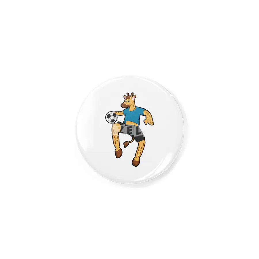 Giraffe as Soccer player with Soccer ball Rozet