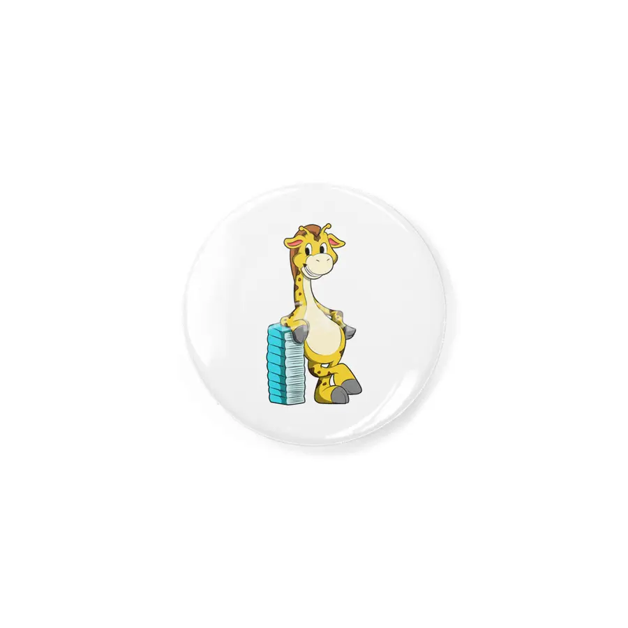 Giraffe with Stack of Books Rozet