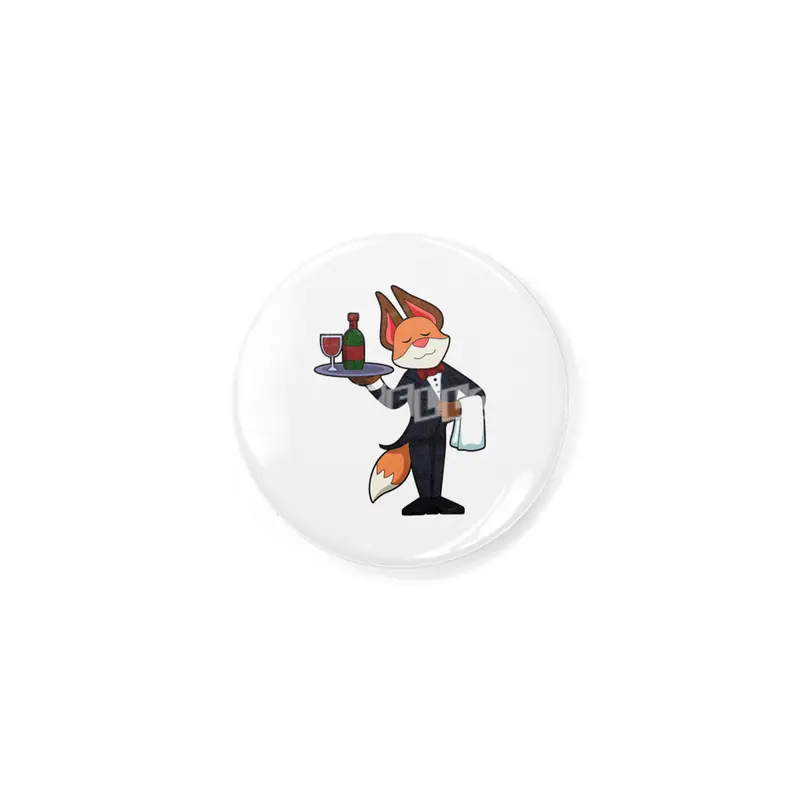 Fox as Waiter with Platter and Red wine Rozet