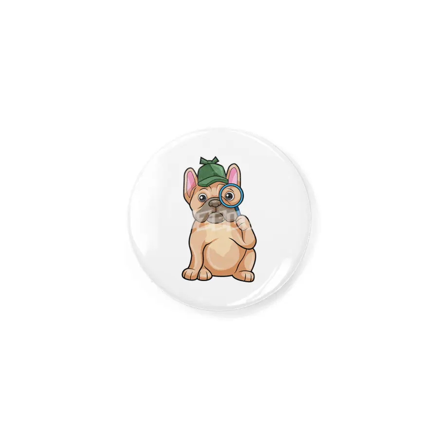 French bulldog as Detective with Magnifying glass Rozet