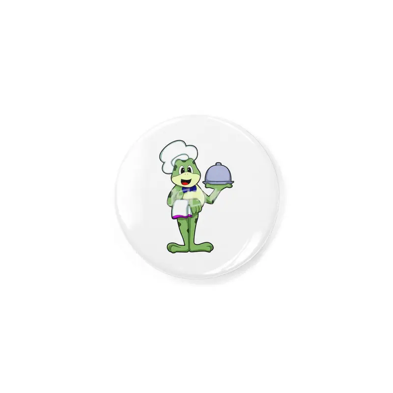 Frog as Chef with Serving plate & Chef's hat Rozet