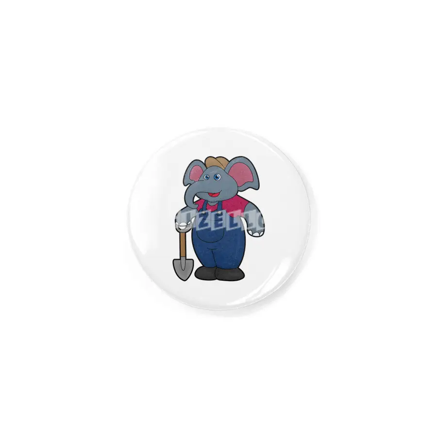 Elephant as Farmer with Shovel Rozet
