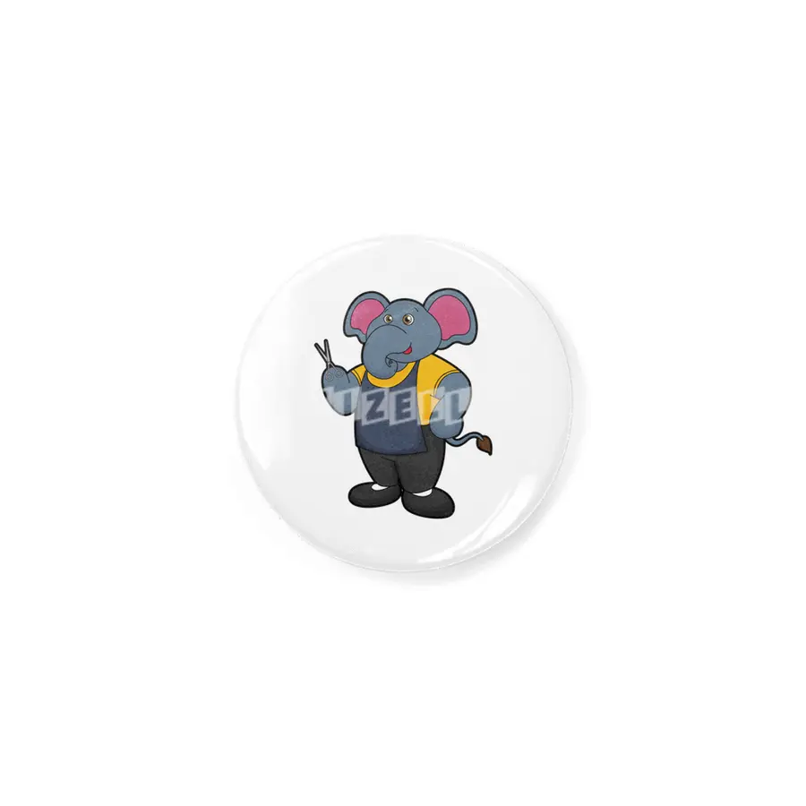 Elephant as Hairdresser with Scissors Rozet