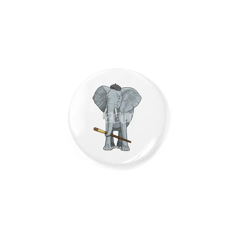 Elephant as Painter with Paint brush Rozet
