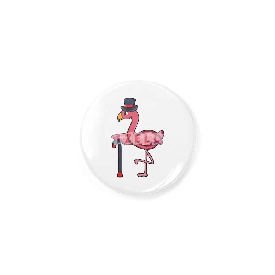 Flamingo as Pensioner with Walking stick & Hat Rozet