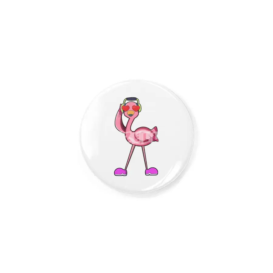 Flamingo with Headphone & Hearts Rozet