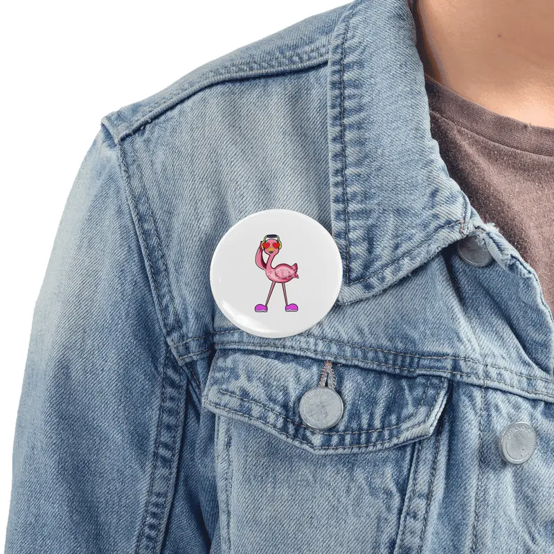 Flamingo with Headphone & Hearts Rozet