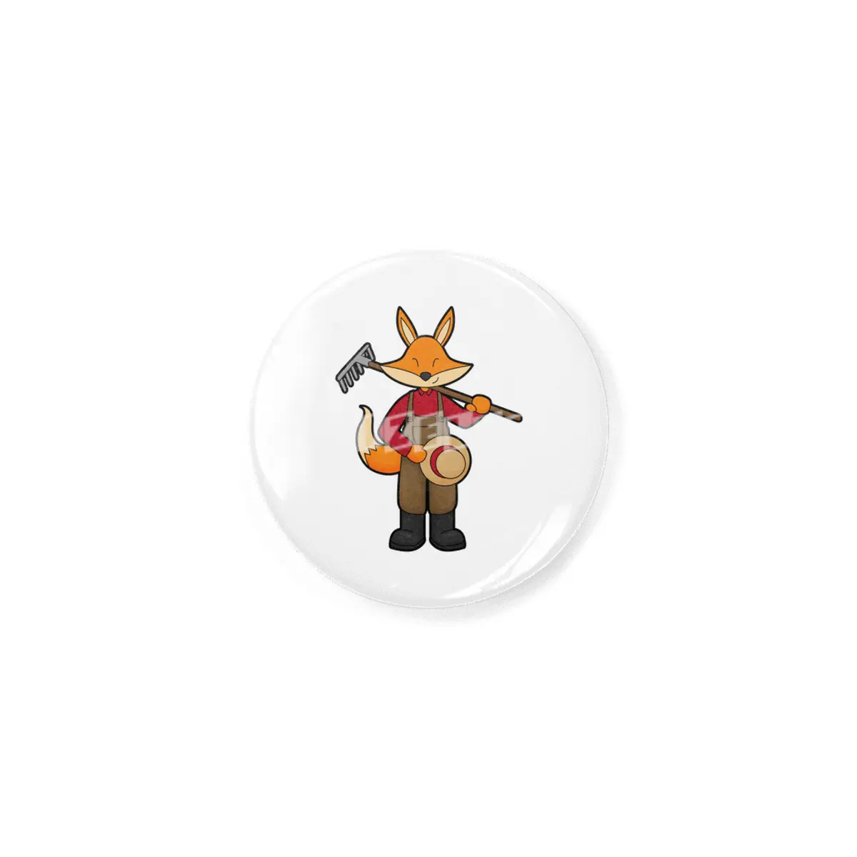 Fox as Farmer with Rake & Hat Rozet