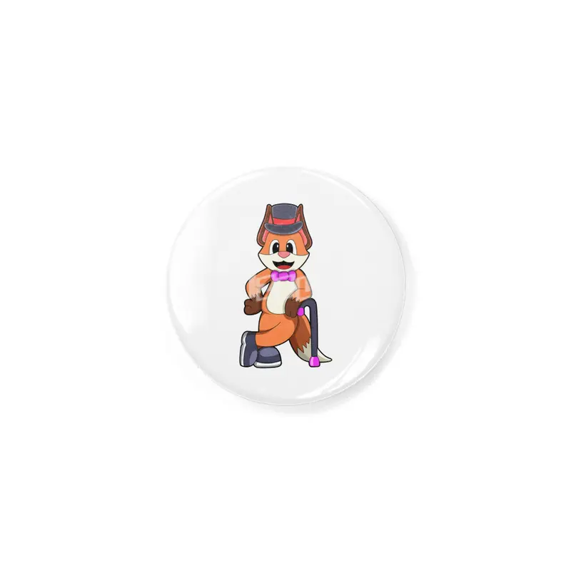 Fox as Gentleman with Hat & Stick Rozet