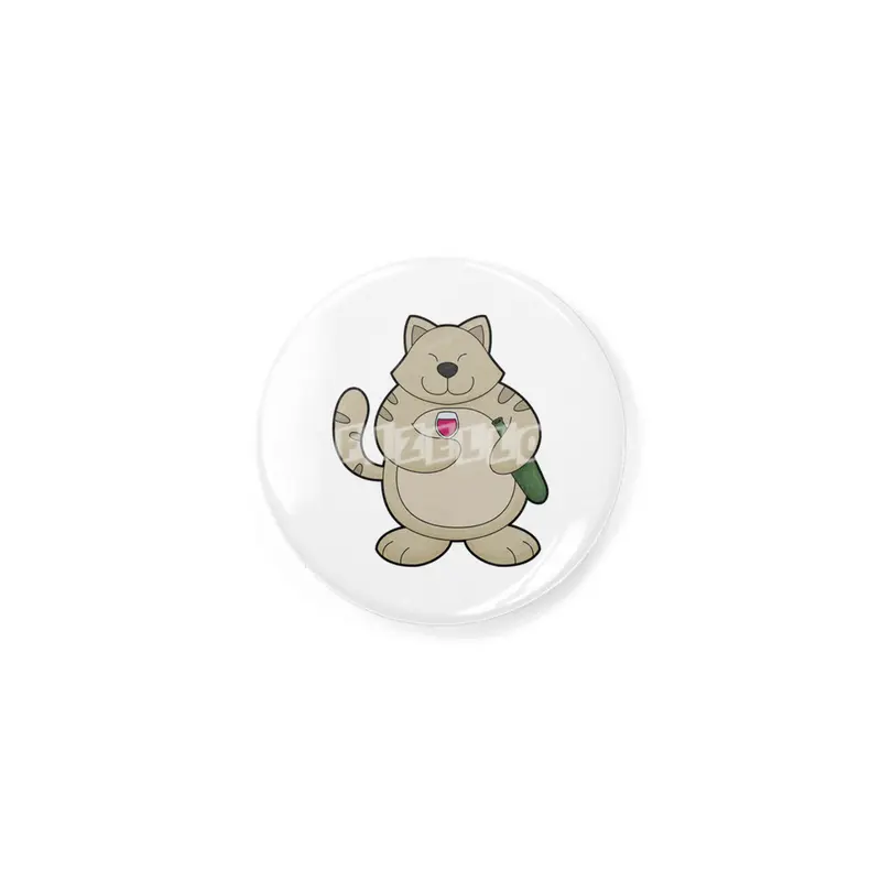 Cat with Wine glass & Wine bottle Rozet