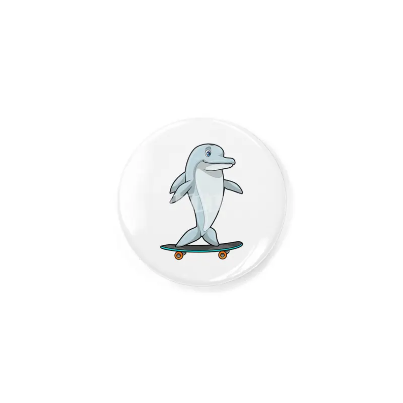 Dolphin as Skater with Skateboard Rozet