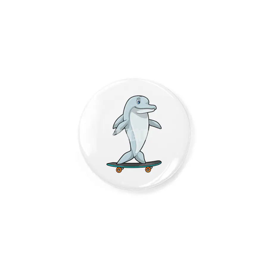 Dolphin as Skater with Skateboard Rozet