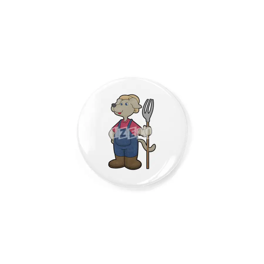 Dog as Farmer with Rake & Hat Rozet