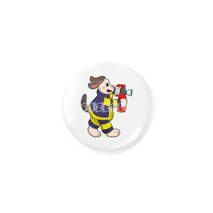 Dog as Firefighter with Fire extinguisher Rozet