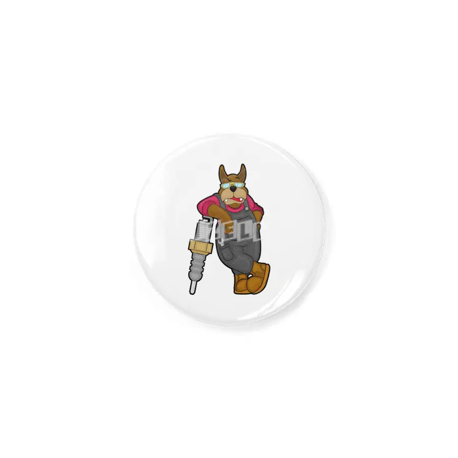 Dog as Mechanic with Spark plug Rozet