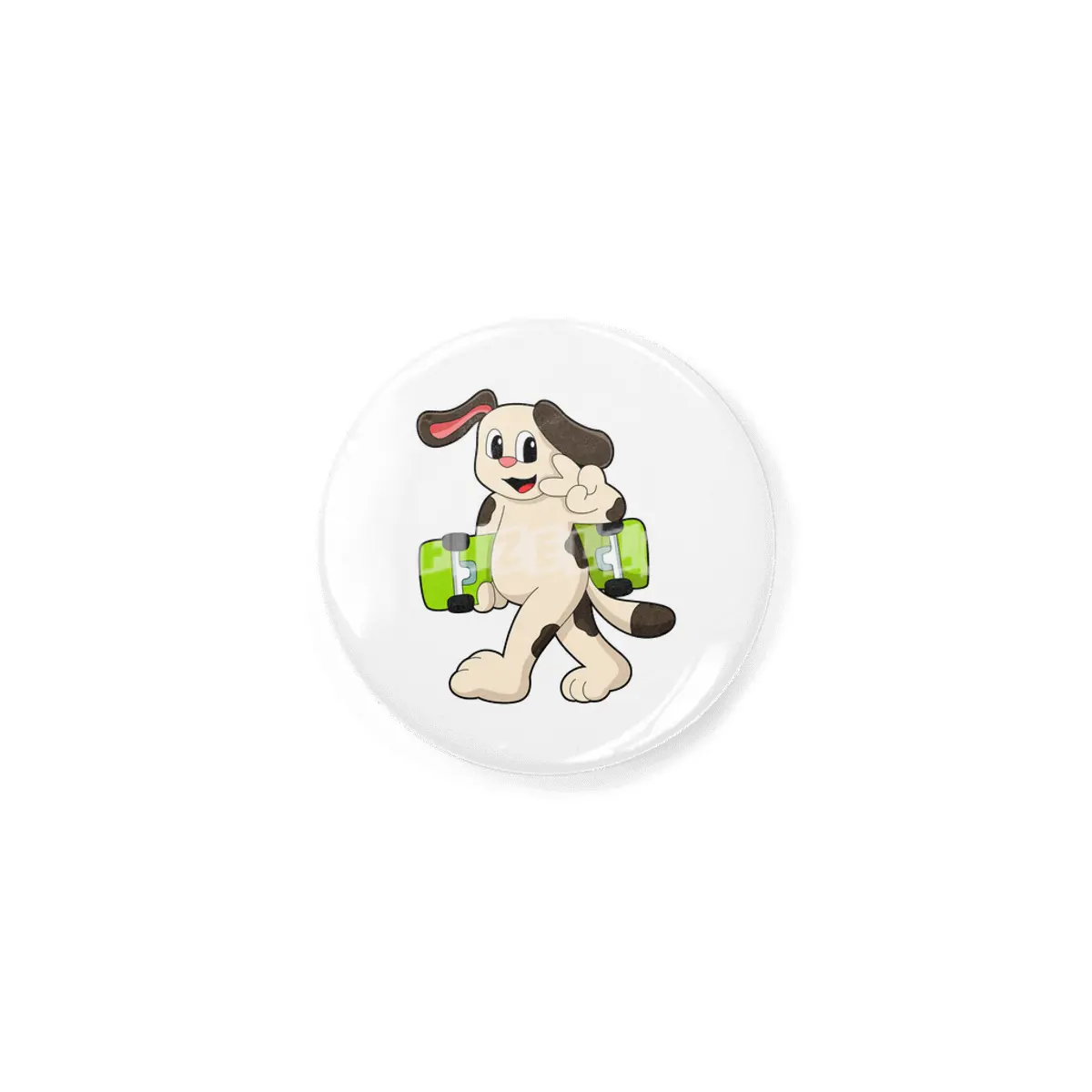Dog as Skater with Skateboard Rozet